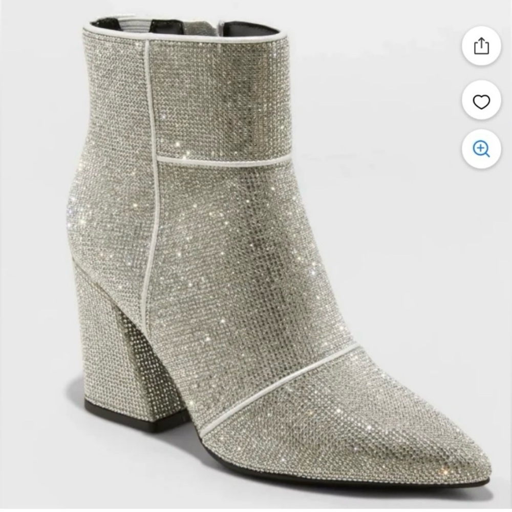 Target Glittering Silver Ankle Booties